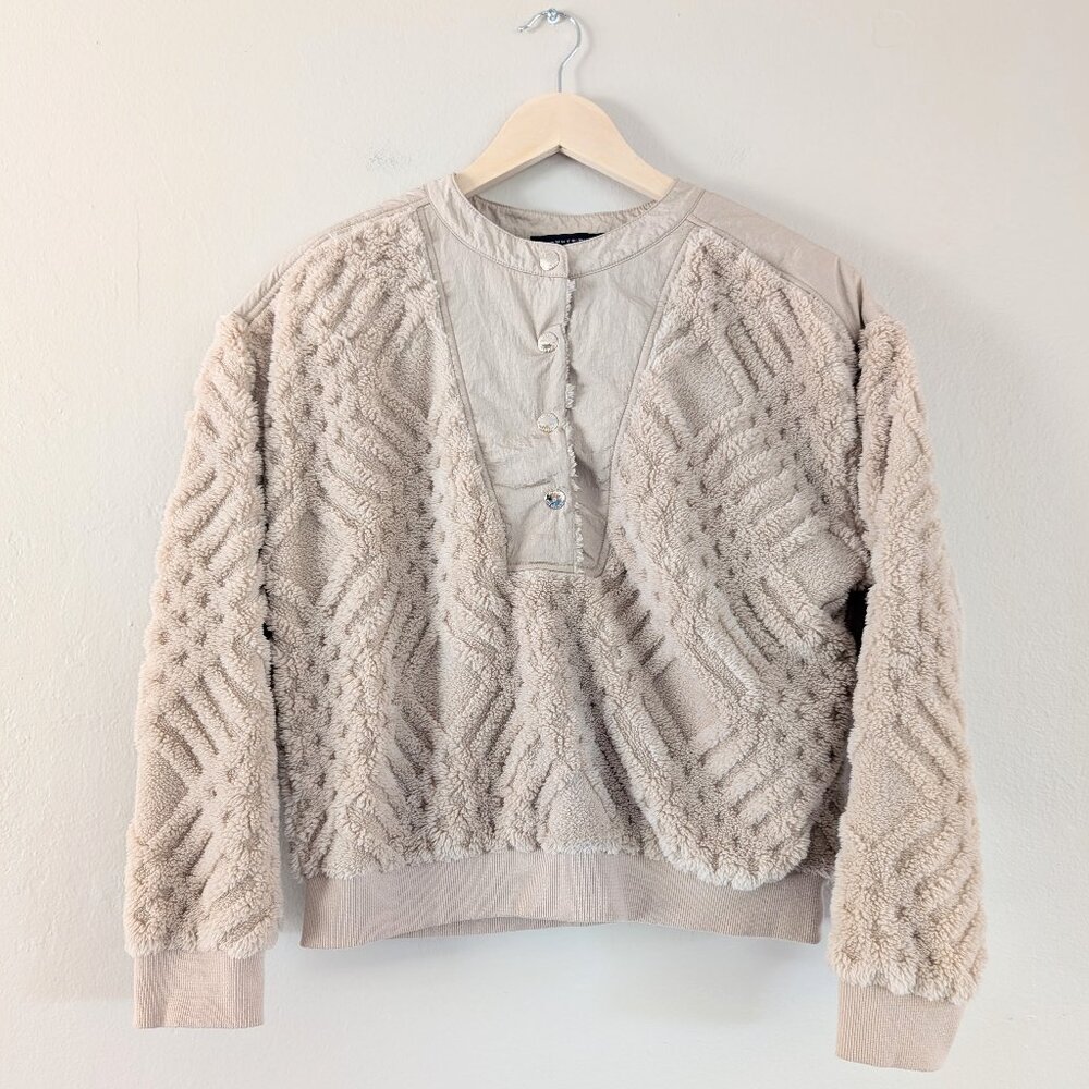 Tommy Hilfiger Snap‎ Button Faux Fur Button Sweater S Casual Cozy Lounge Preppy